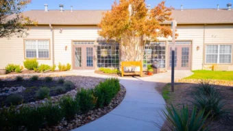 a walkway leading to a building
