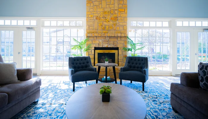 Living room with fireplace