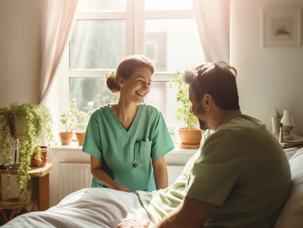 Nurse checking on a patient during medical detox